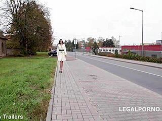 Sofi Smile takes three big white cocks for deep anal, double penetration, gaping, and facial on street.