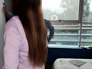 Measuring my ass quarters but the tailor can't resist measuring my vagina depth with his cock giving me a rich enlechada in the vagina