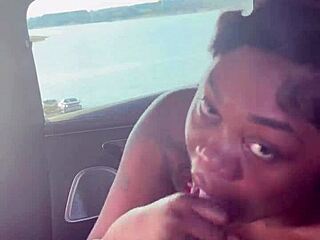 suck that big cock sloppy by the lake, pretty girl, she says