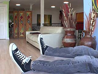 india summer jerks him off on her big tits after hardcore fuck