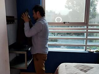 Measuring my ass quarters but the tailor can't resist measuring my vagina depth with his cock giving me a rich enlechada in the vagina