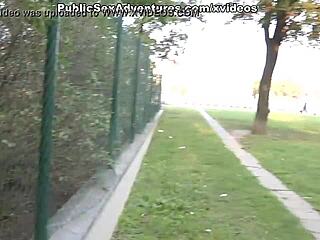 Skinny Chick Fucked in Tight Holes in Park!