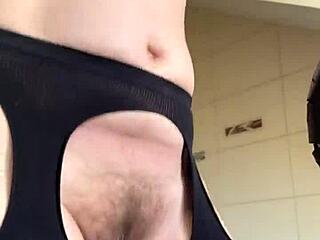 Hairy Milf Fetish Workout With Brunette Pussy In Fishnets