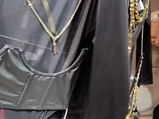 Masturbating in Store's Changing Room While Trying on New Underwear