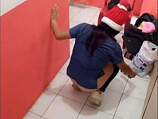 I'm In The Hospital Corridor!! Since It's December 24th, No Customers. I'm Recording Myself While Showing Off My Ass. I'm Horny Because My Boyfriend Is Coming To Fuck Me Later.