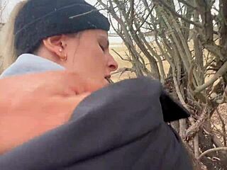 outdoor public lake fuck with tight pussy in winter rough and close up