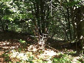 this shameless bastard gets a blowjob from the redhead milf outdoors