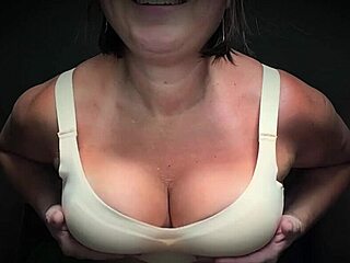 bouncing large natural breasts of mature european woman