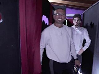 behind the scenes with two girls and horny voyeurs