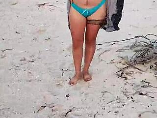 latina showing off on mexican beach in homemade video