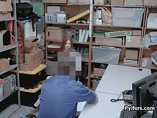 Cute redhead thief gets drilled hard by mall security in a hidden cam reality scene.