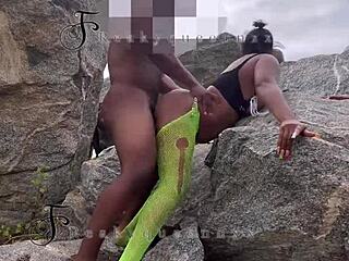 Seduced Tourist Guard Bent Over on the Rock