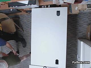 Cute redhead thief gets drilled hard by mall security in a hidden cam reality scene.