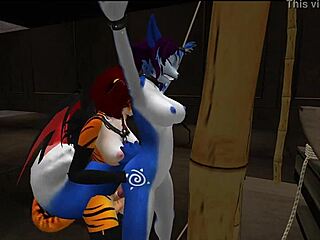 blue vixen gets dominated in furry latex bdsm