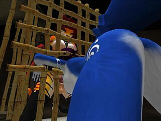 blue vixen gets dominated in furry latex bdsm