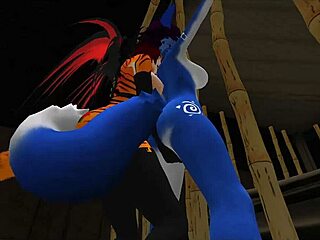 blue vixen gets dominated in furry latex bdsm