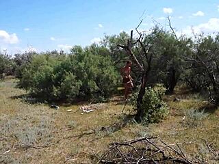 savannah vixen shows off outdoors
