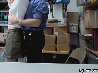 Cute redhead thief gets drilled hard by mall security in a hidden cam reality scene.