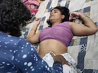 Sister-in-law's ass licked in spooning position