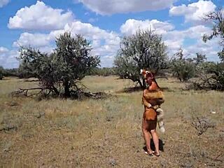 savannah vixen shows off outdoors