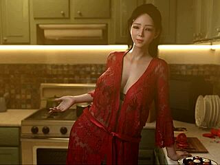 Asian Blonde in Lingerie Faces Temptation Close Up