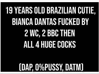Does Brazilian cutie Bianca Dantas handle gaping from two BBCs in toilet fuck?