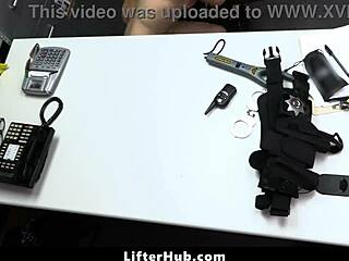 Spoiled brat teen punished for shoplifting at mall store. Bent over domination in garage with clothes ripped by police.