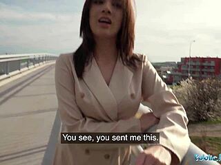 Sexy brunette shows tits and ass then sucks cock