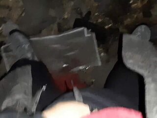 Village girl masturbates wildly in freezing barn!