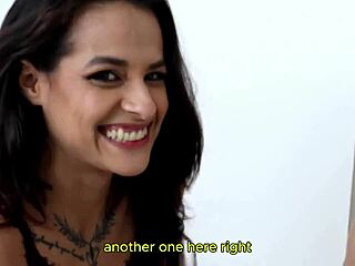 Intriguing married Brazilian bride in lingerie gives husband small cock handjob but craves professional femdom satisfaction