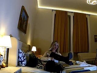 why does this hot tight shaved pussy big tits girl turn casting into pantyhose porn shoot?