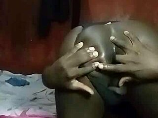 Horny Kenyan crossdresser strips clothes rips fingers gaping asshole in solo black fat anal