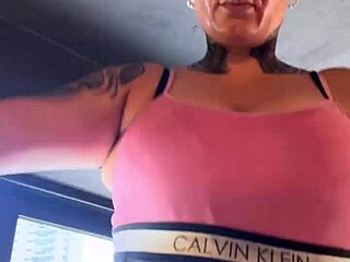 in the gym i almost got kicked out for wearing a tiny blouse getting all sweaty dripping down my wet pussy