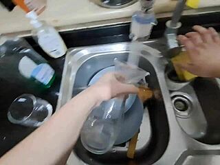 immigrant hides in pantry getting bent over doggystyle with creampie from latina milf in flip flops