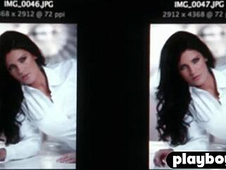 Perfect model crystal mccahill with big tits is posing totally naked, stripping lingerie and undressing slowly