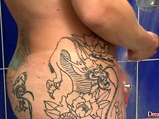 blonde milf jamey janes gets after some daddie dick and she drains it dry. bent over in fishnets with deepthroat blowjob and anal fingering in lingerie on bed.