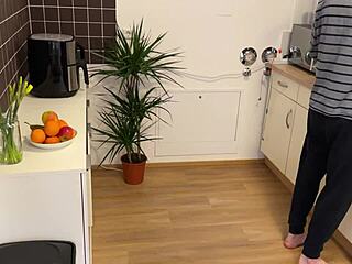 My husband caught sight of my stepmom in her skirt and pantyhose. He started jerking off while watching her wet hairy pussy.