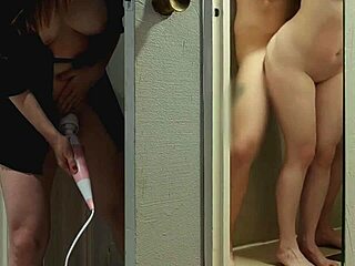 Hidden wife masturbates secretly while husband fucks escort in wild swinger group session at home.