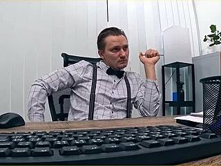 loan4k her t-shirt soaked wet so we did office massage turning into rough shaved pussy sex 😏