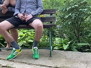 mature cougar with saggy tits and pantyhose flashed outdoors made me cum with handjob