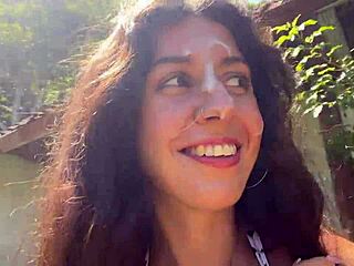 I stroll with sticky mess on my face across a crowded public beach