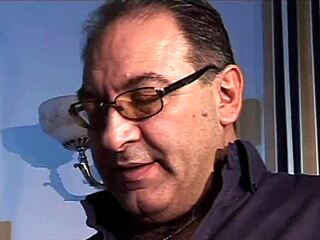 Old man licks wet pussy of horny italian milf in lingerie before deepthroating and intense anal fucking with cumshot