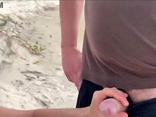 Public Beach Handjob And Cumshot From Milf With Big Tits Pov