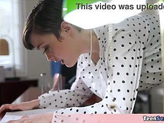 quickie fucking the extra small 18+ and petite 18+ tomboi secretary with ass blowjob 😏