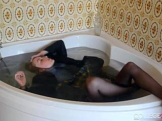 horny sophia smith boldly reveals wet panties under college uniform for squirting play