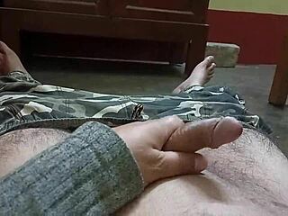 Mature man handling penis in high speed