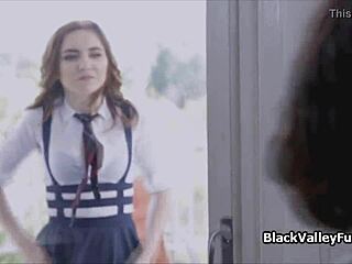 Ebony coeds team up to lick white bully's pussy in intense interracial threesome action