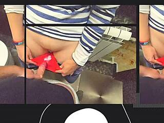 Stranger cums in my panties again during toilet quickie at the restaurant.