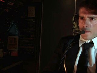 Madelyn Marie fucks captain in cockpit with big tits during red eye flight