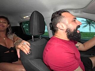 In the car with Lukas Zaad and Anne Cristalli tight ass and milk on nipples!